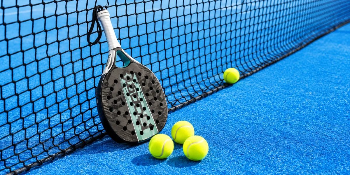 Padel racket on court